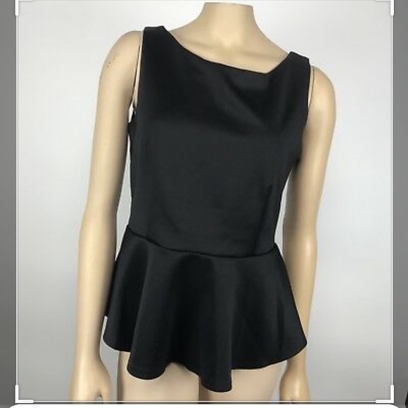 Sleeveless Solid Black Peplum Top - Picture 1 of 3